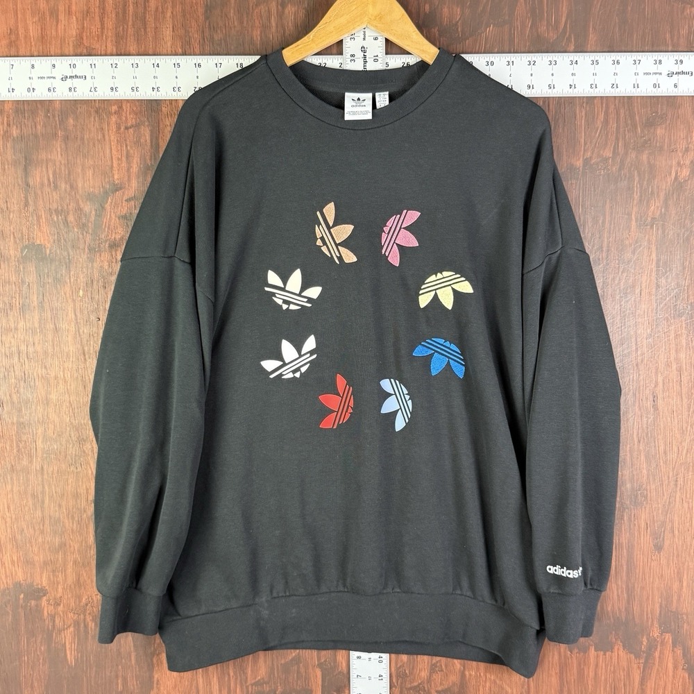 Adidas Shattered Trefoil Logo Crewneck Sweatshirt Adicolor Black Womens Medium